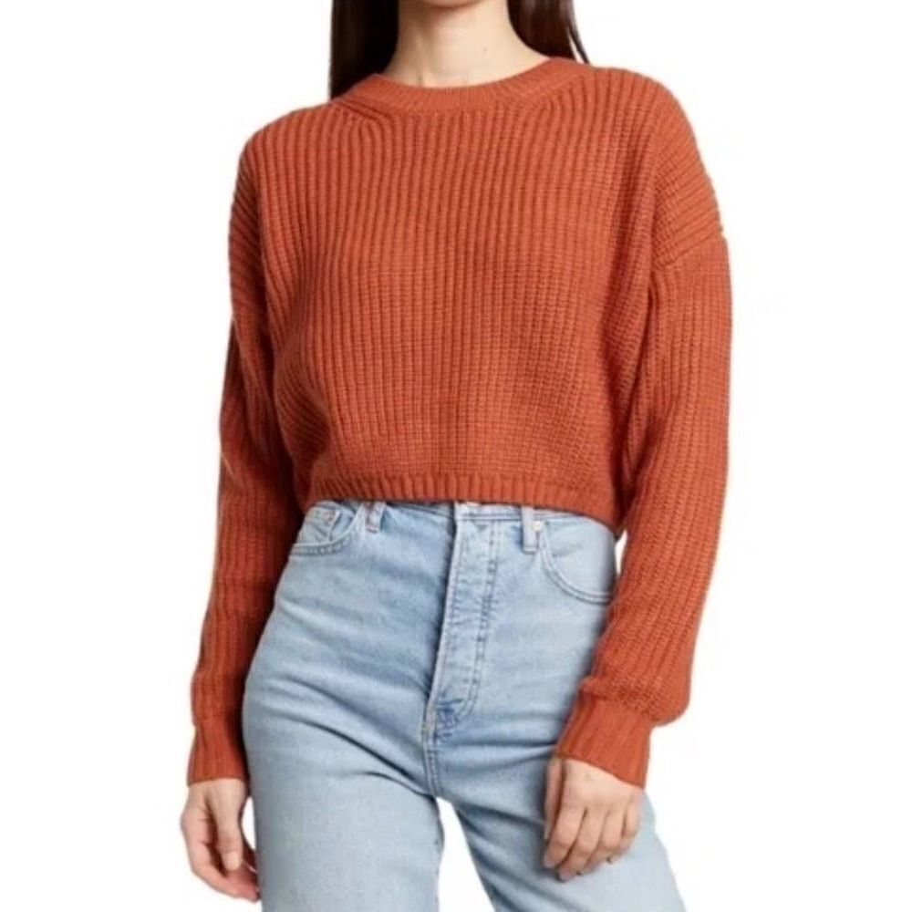 Elodie Women’s Rust Red Cropped Sweater Size XL